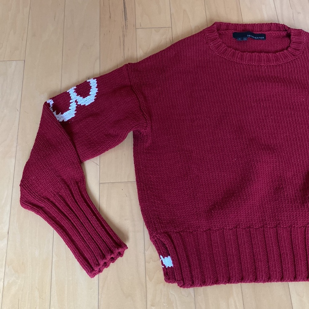 360 Sweater - Red and White Cropped Sweater